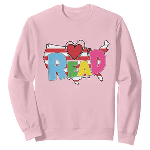 Read Lover America Map Sweatshirt National Reading Month Bookish Book Lovers TS02 Light Pink Print Your Wear