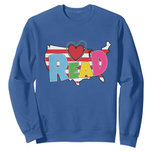 Read Lover America Map Sweatshirt National Reading Month Bookish Book Lovers TS02 Royal Blue Print Your Wear