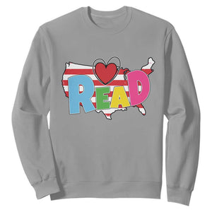 Read Lover America Map Sweatshirt National Reading Month Bookish Book Lovers TS02 Sport Gray Print Your Wear