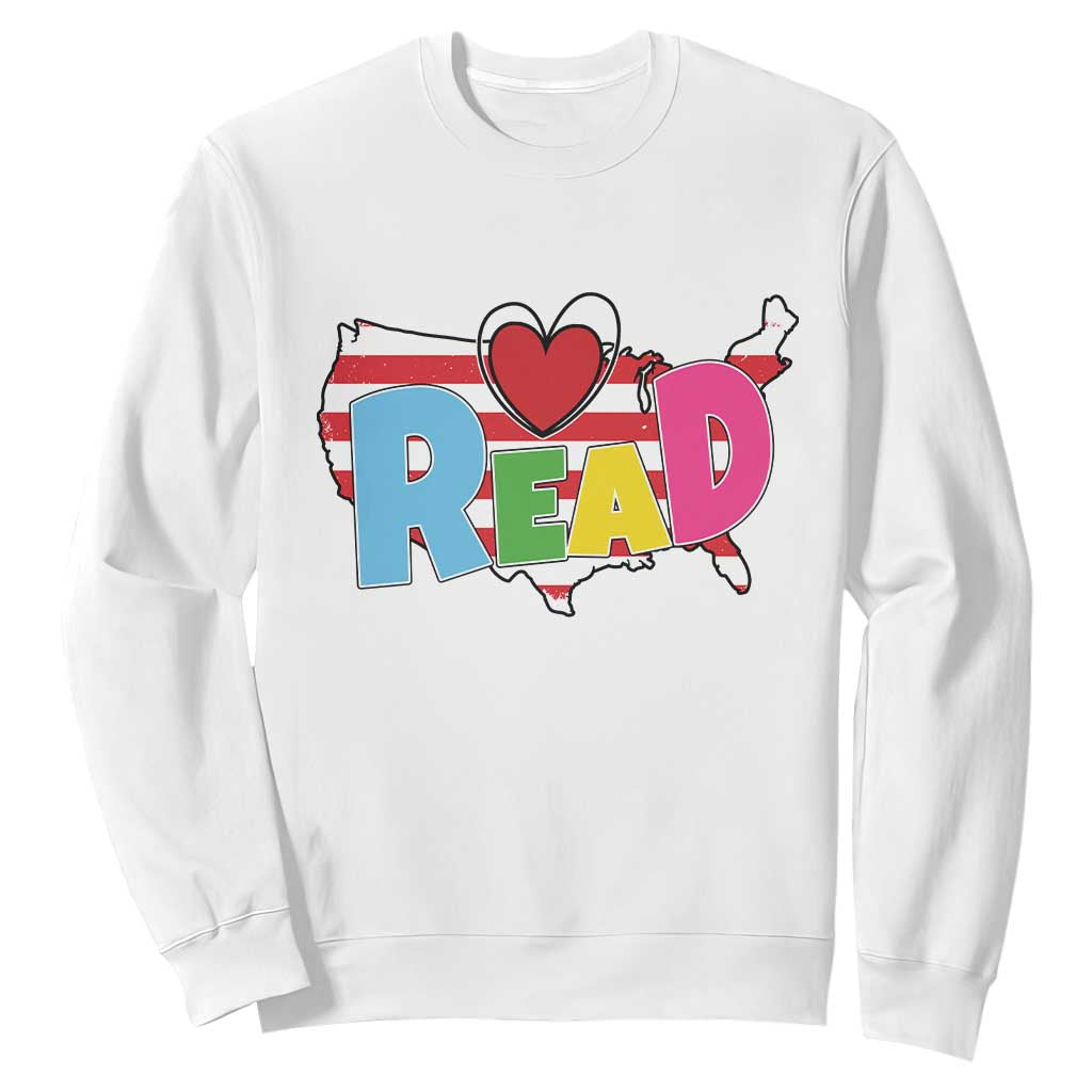 Read Lover America Map Sweatshirt National Reading Month Bookish Book Lovers TS02 White Print Your Wear