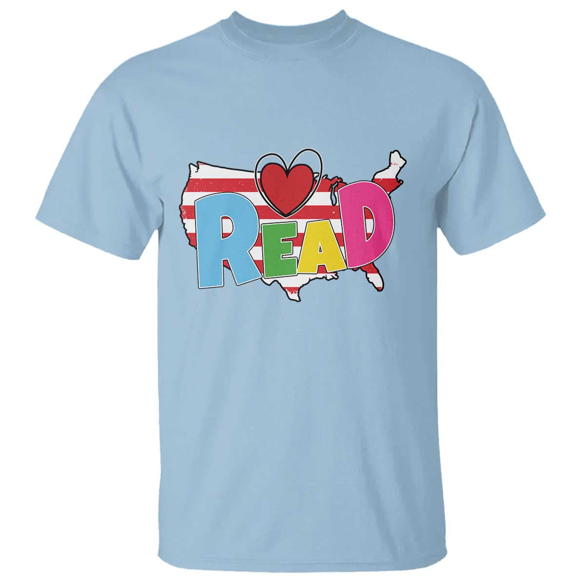 Read Lover America Map T Shirt National Reading Month Bookish Book Lovers TS02 Light Blue Print Your Wear