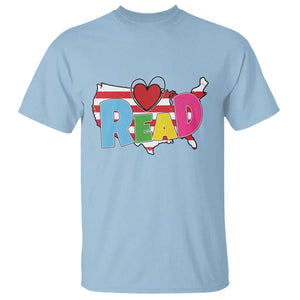 Read Lover America Map T Shirt National Reading Month Bookish Book Lovers TS02 Light Blue Print Your Wear