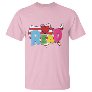 Read Lover America Map T Shirt National Reading Month Bookish Book Lovers TS02 Light Pink Print Your Wear