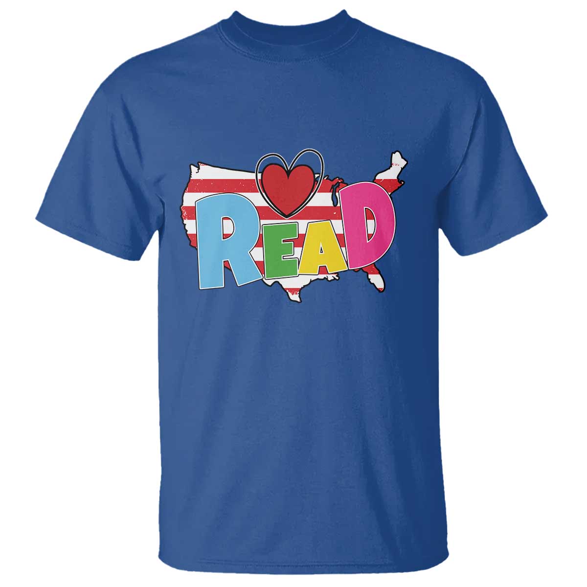 Read Lover America Map T Shirt National Reading Month Bookish Book Lovers TS02 Royal Blue Print Your Wear
