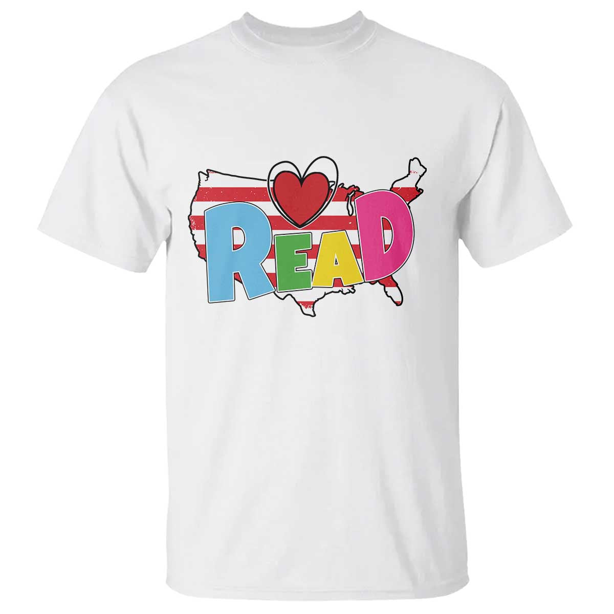 Read Lover America Map T Shirt National Reading Month Bookish Book Lovers TS02 White Print Your Wear