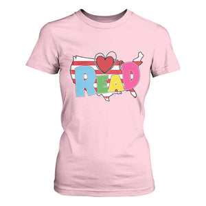 Read Lover America Map T Shirt For Women National Reading Month Bookish Book Lovers TS02 Light Pink Print Your Wear