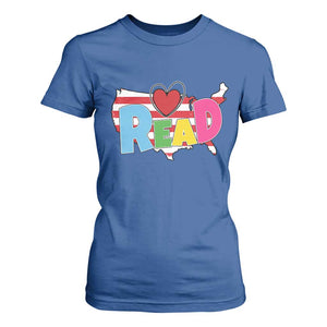 Read Lover America Map T Shirt For Women National Reading Month Bookish Book Lovers TS02 Royal Blue Print Your Wear