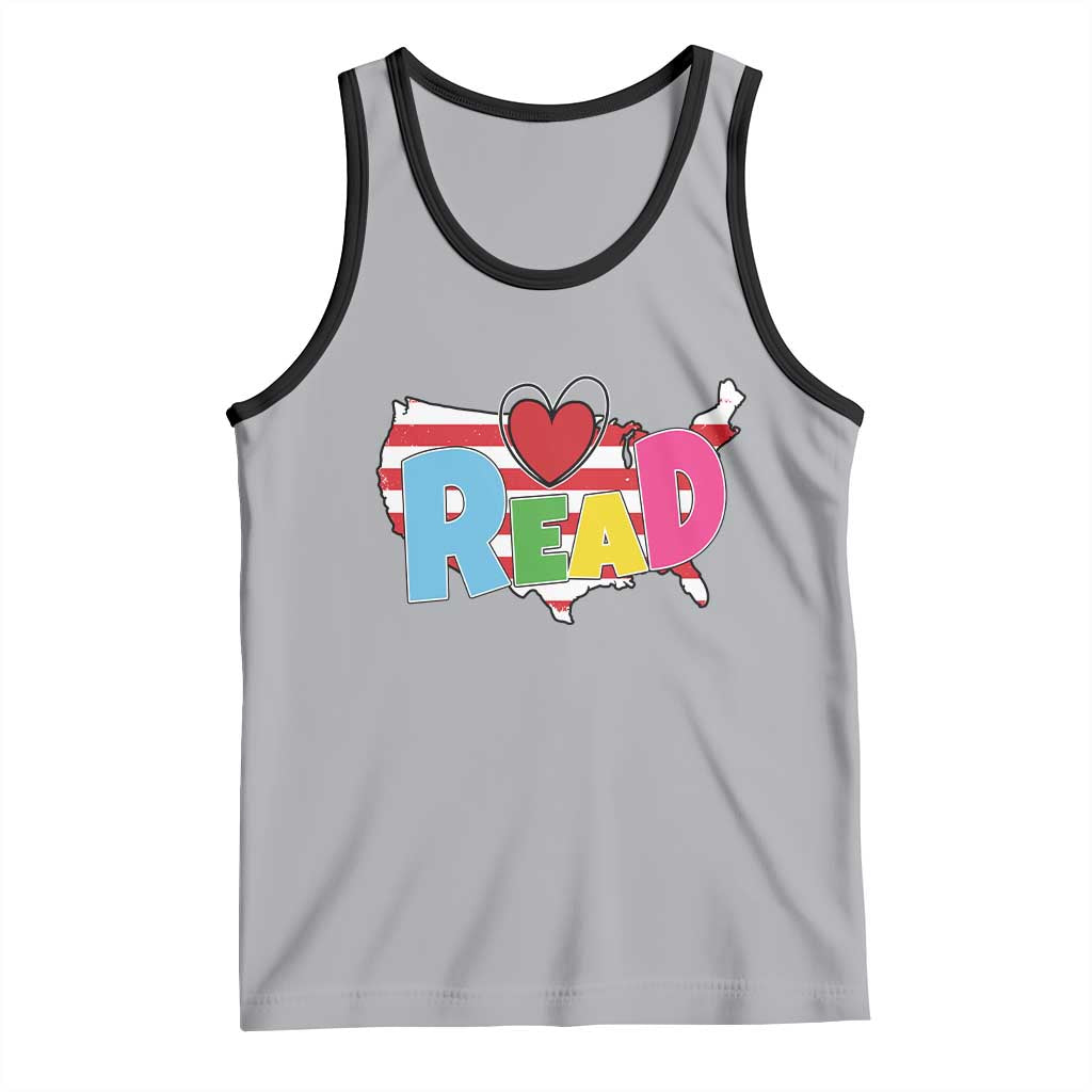 Read Lover America Map Tank Top National Reading Month Bookish Book Lovers TS02 Athletic Heather Black Print Your Wear