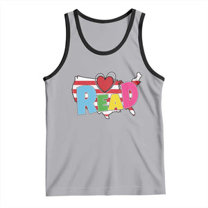 Read Lover America Map Tank Top National Reading Month Bookish Book Lovers TS02 Athletic Heather Black Print Your Wear