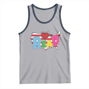 Read Lover America Map Tank Top National Reading Month Bookish Book Lovers TS02 Athletic Heather Navy Print Your Wear