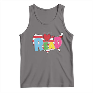 Read Lover America Map Tank Top National Reading Month Bookish Book Lovers TS02 Deep Heather Print Your Wear