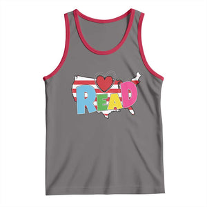 Read Lover America Map Tank Top National Reading Month Bookish Book Lovers TS02 Deep Heather Red Print Your Wear