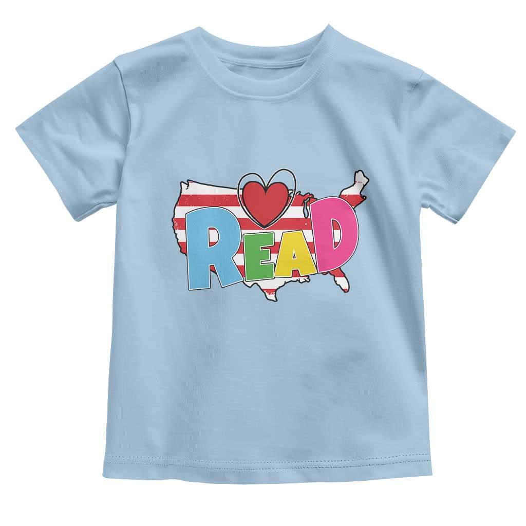 Read Lover America Map Toddler T Shirt National Reading Month Bookish Book Lovers TS02 Light Blue Print Your Wear