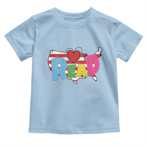 Read Lover America Map Toddler T Shirt National Reading Month Bookish Book Lovers TS02 Light Blue Print Your Wear