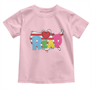 Read Lover America Map Toddler T Shirt National Reading Month Bookish Book Lovers TS02 Light Pink Print Your Wear