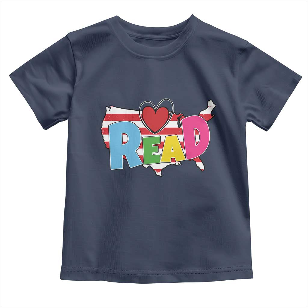 Read Lover America Map Toddler T Shirt National Reading Month Bookish Book Lovers TS02 Navy Print Your Wear