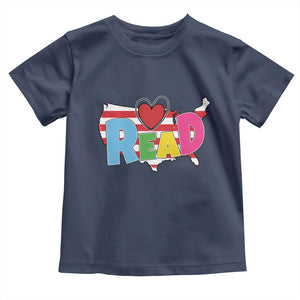 Read Lover America Map Toddler T Shirt National Reading Month Bookish Book Lovers TS02 Navy Print Your Wear