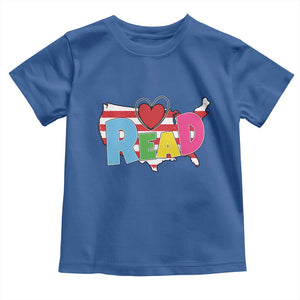 Read Lover America Map Toddler T Shirt National Reading Month Bookish Book Lovers TS02 Royal Blue Print Your Wear