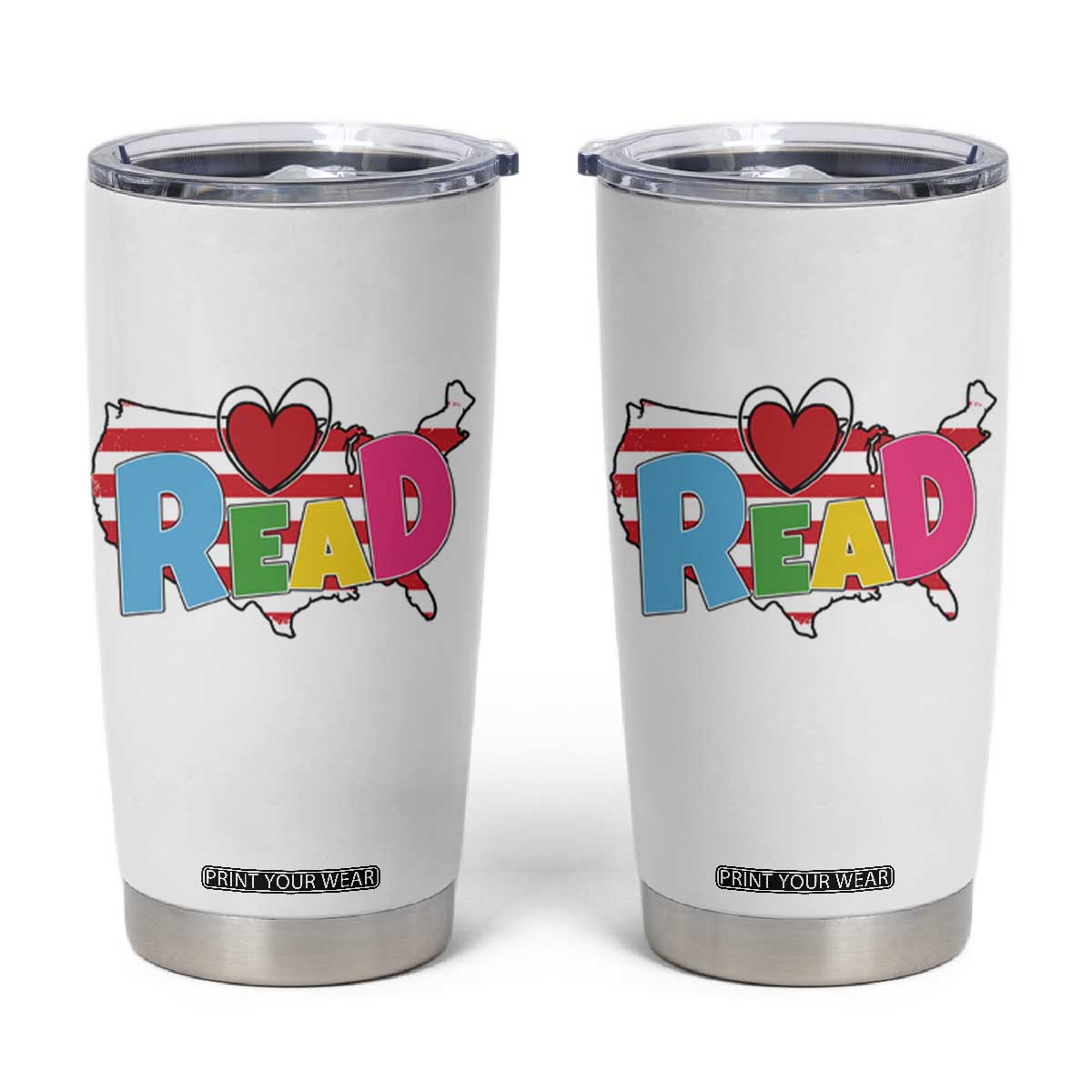 Read Lover America Map Tumbler Cup National Reading Month Bookish Book Lovers TS02 White Print Your Wear