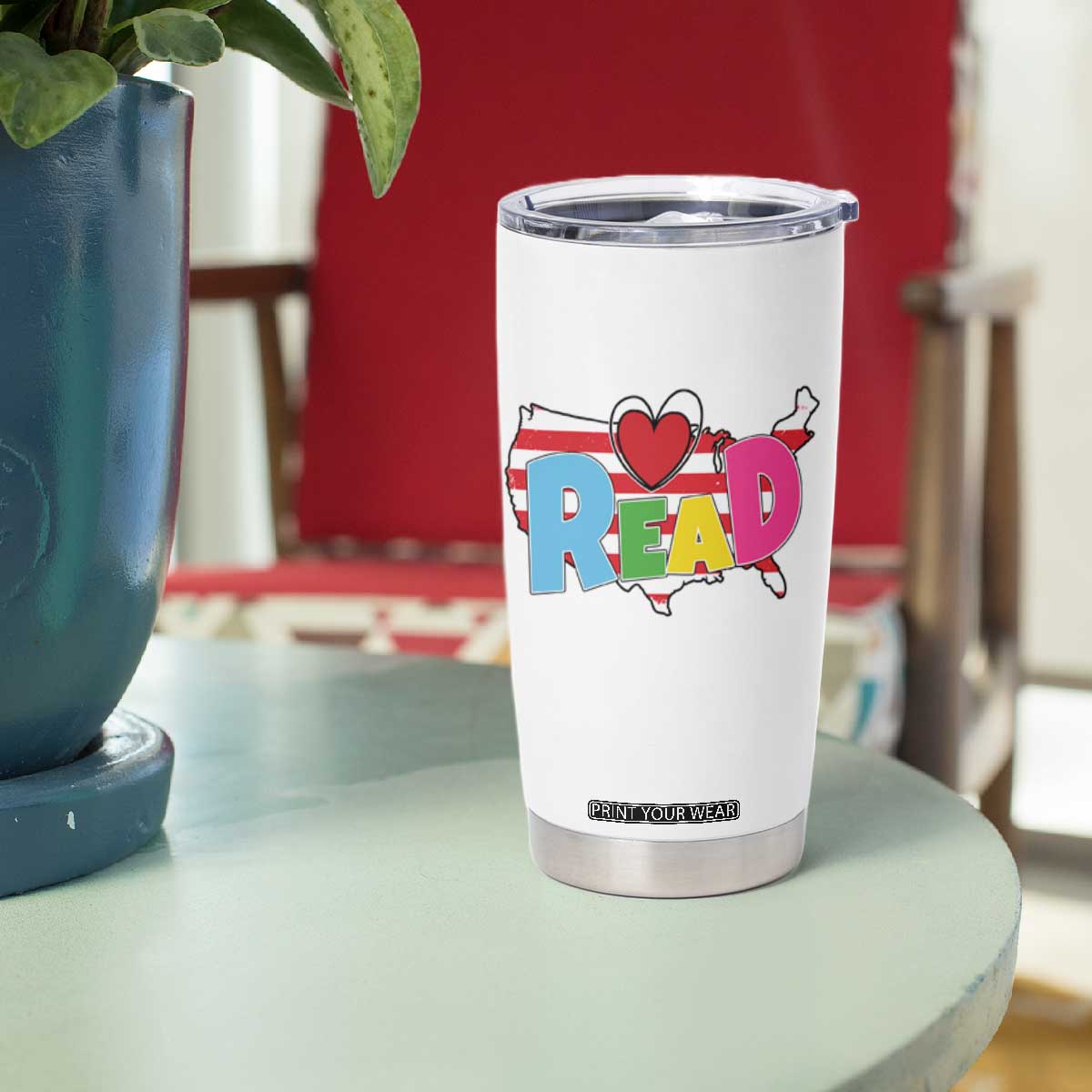 Read Lover America Map Tumbler Cup National Reading Month Bookish Book Lovers TS02 Print Your Wear