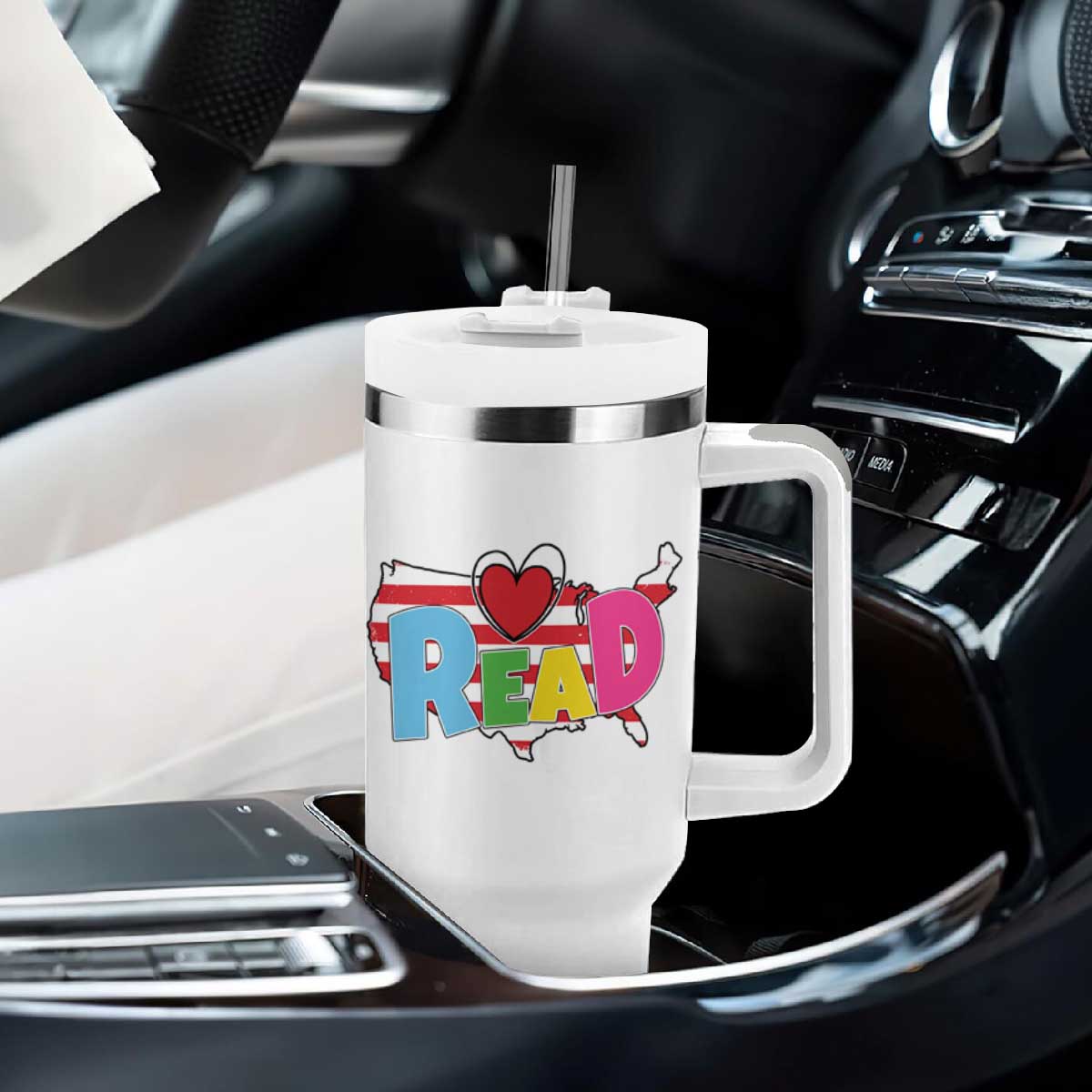 Read Lover America Map Tumbler With Handle National Reading Month Bookish Book Lovers TS02 Print Your Wear