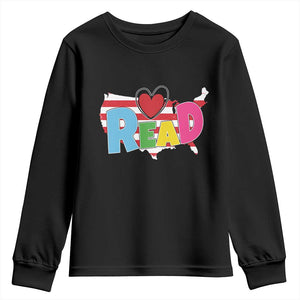 Read Lover America Map Youth Sweatshirt National Reading Month Bookish Book Lovers TS02 Black Print Your Wear