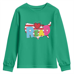 Read Lover America Map Youth Sweatshirt National Reading Month Bookish Book Lovers TS02 Irish Green Print Your Wear