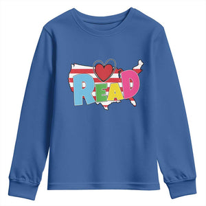 Read Lover America Map Youth Sweatshirt National Reading Month Bookish Book Lovers TS02 Royal Blue Print Your Wear