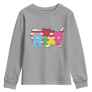 Read Lover America Map Youth Sweatshirt National Reading Month Bookish Book Lovers TS02 Sport Gray Print Your Wear