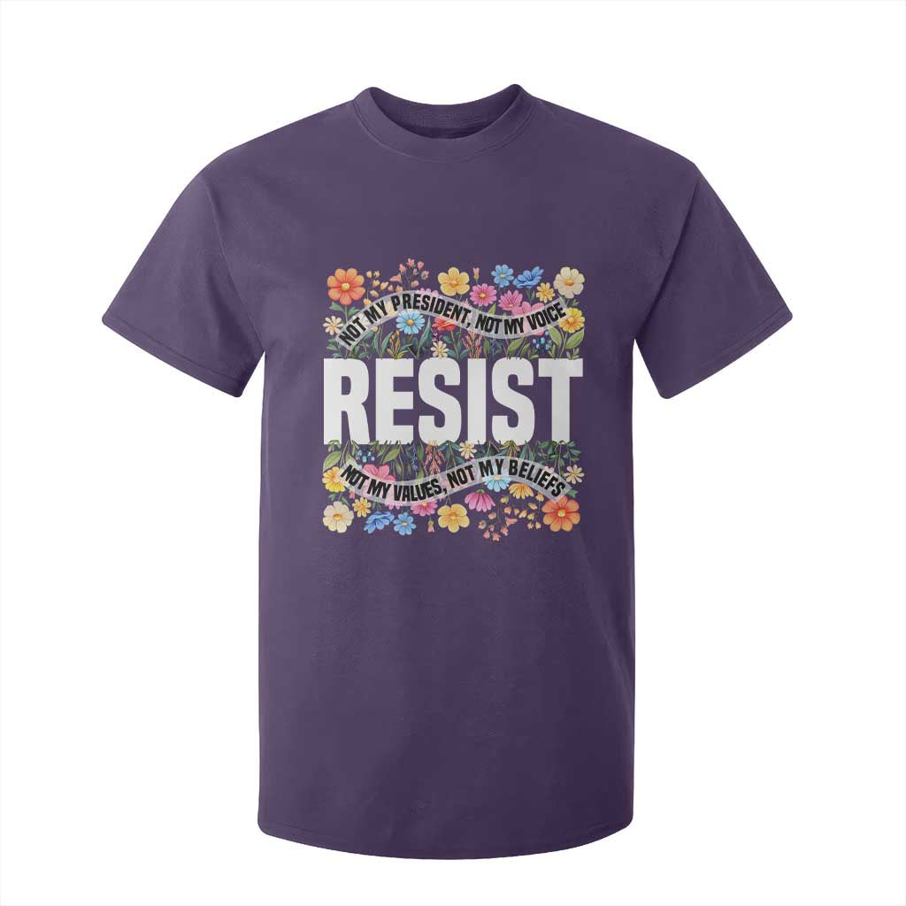 Floral Resist T Shirt For Kid Not My President Not My Voice Not My Values Not My Beliefs TS02 Purple Print Your Wear