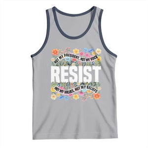Floral Resist Tank Top Not My President Not My Voice Not My Values Not My Beliefs TS02 Athletic Heather Navy Print Your Wear