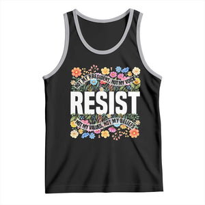 Floral Resist Tank Top Not My President Not My Voice Not My Values Not My Beliefs TS02 Black Athletic Heather Print Your Wear