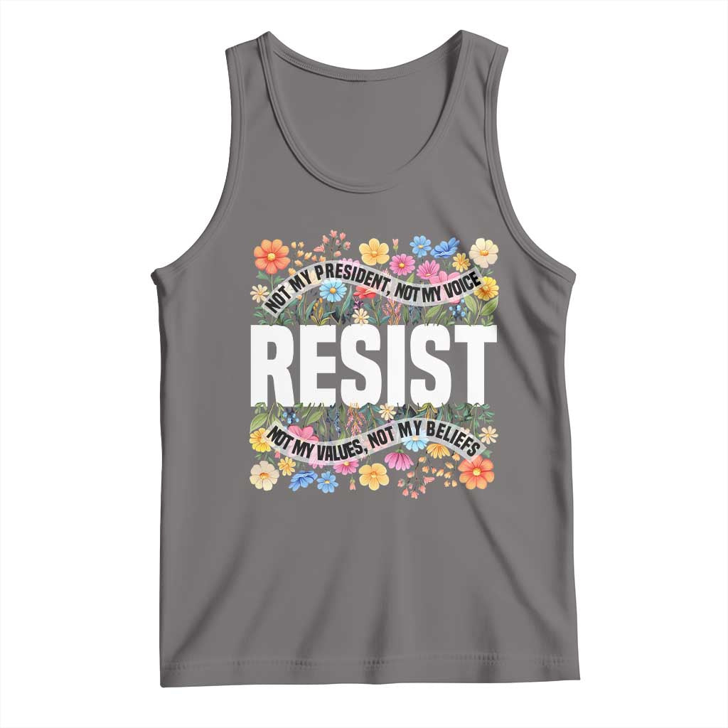 Floral Resist Tank Top Not My President Not My Voice Not My Values Not My Beliefs TS02 Deep Heather Print Your Wear