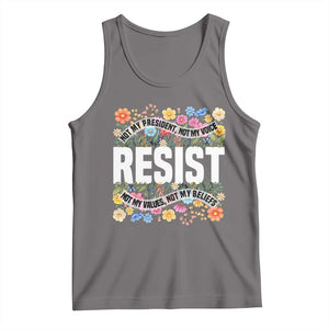 Floral Resist Tank Top Not My President Not My Voice Not My Values Not My Beliefs TS02 Deep Heather Print Your Wear