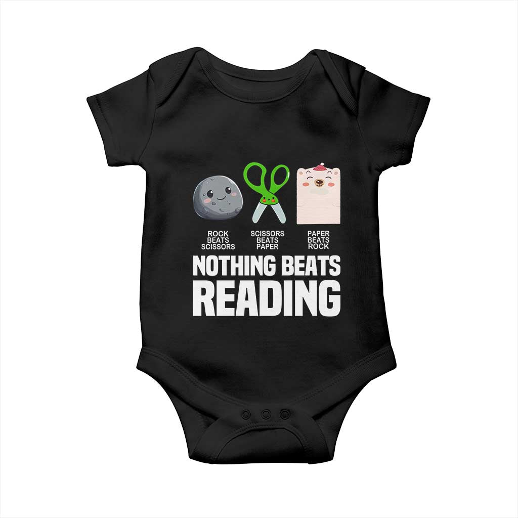 Nothing Beats Reading Baby Onesie Rock Paper Scissors Read Book Lovers TS02 Black Print Your Wear