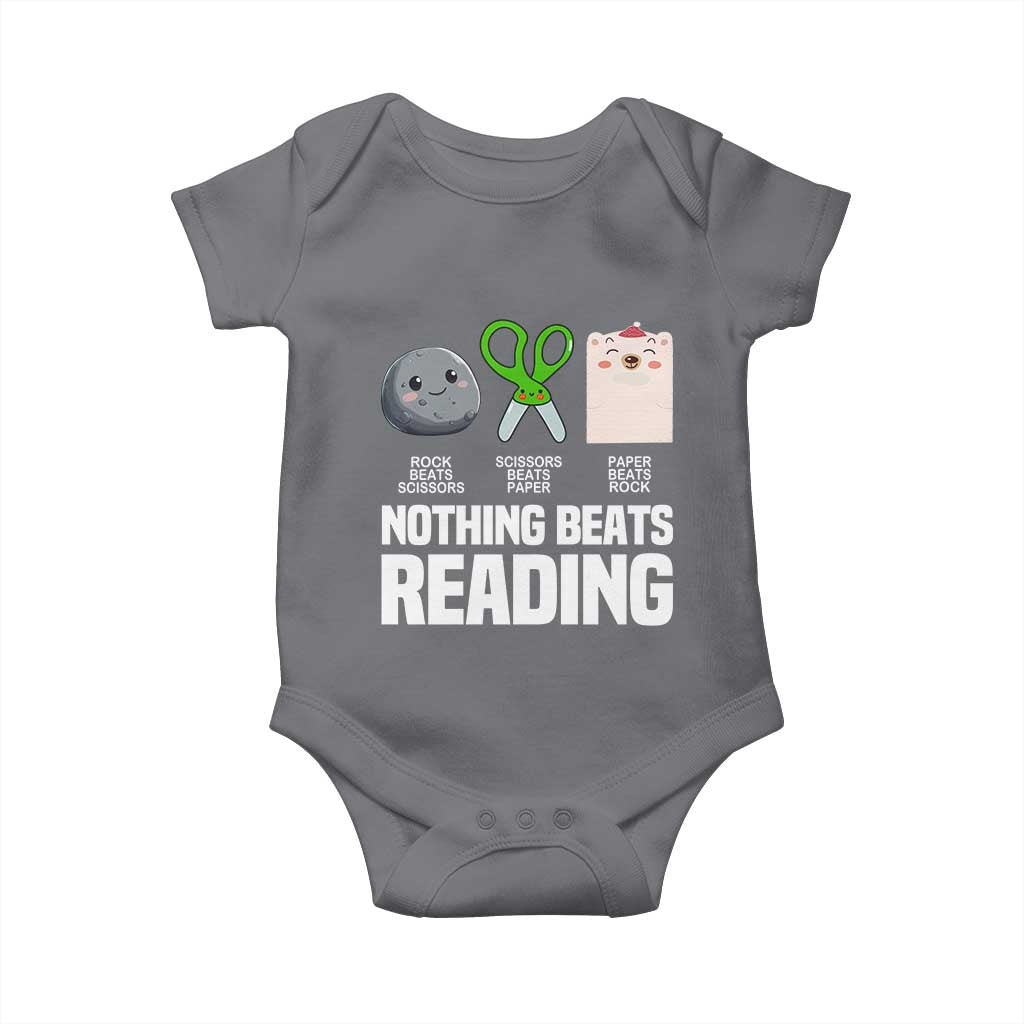Nothing Beats Reading Baby Onesie Rock Paper Scissors Read Book Lovers TS02 Charcoal Print Your Wear