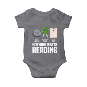 Nothing Beats Reading Baby Onesie Rock Paper Scissors Read Book Lovers TS02 Charcoal Print Your Wear