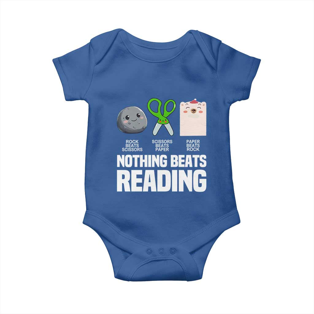 Nothing Beats Reading Baby Onesie Rock Paper Scissors Read Book Lovers TS02 Royal Blue Print Your Wear