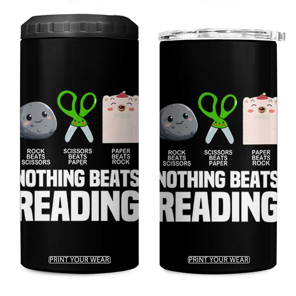Nothing Beats Reading 4 in 1 Can Cooler Tumbler Rock Paper Scissors Read Book Lovers TS02 One Size: 16 oz Black Print Your Wear