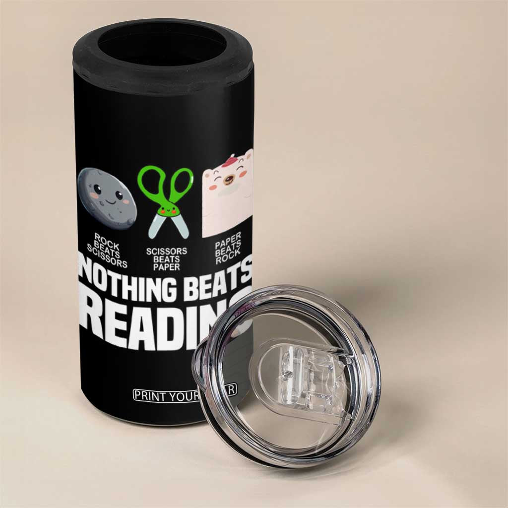 Nothing Beats Reading 4 in 1 Can Cooler Tumbler Rock Paper Scissors Read Book Lovers TS02 Print Your Wear
