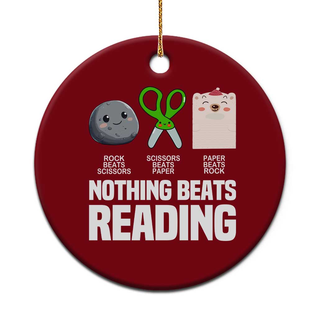 Nothing Beats Reading Ceramic Ornament Rock Paper Scissors Read Book Lovers TS02 1pc Red Print Your Wear