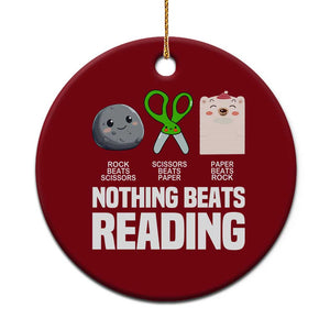 Nothing Beats Reading Ceramic Ornament Rock Paper Scissors Read Book Lovers TS02 1pc Red Print Your Wear
