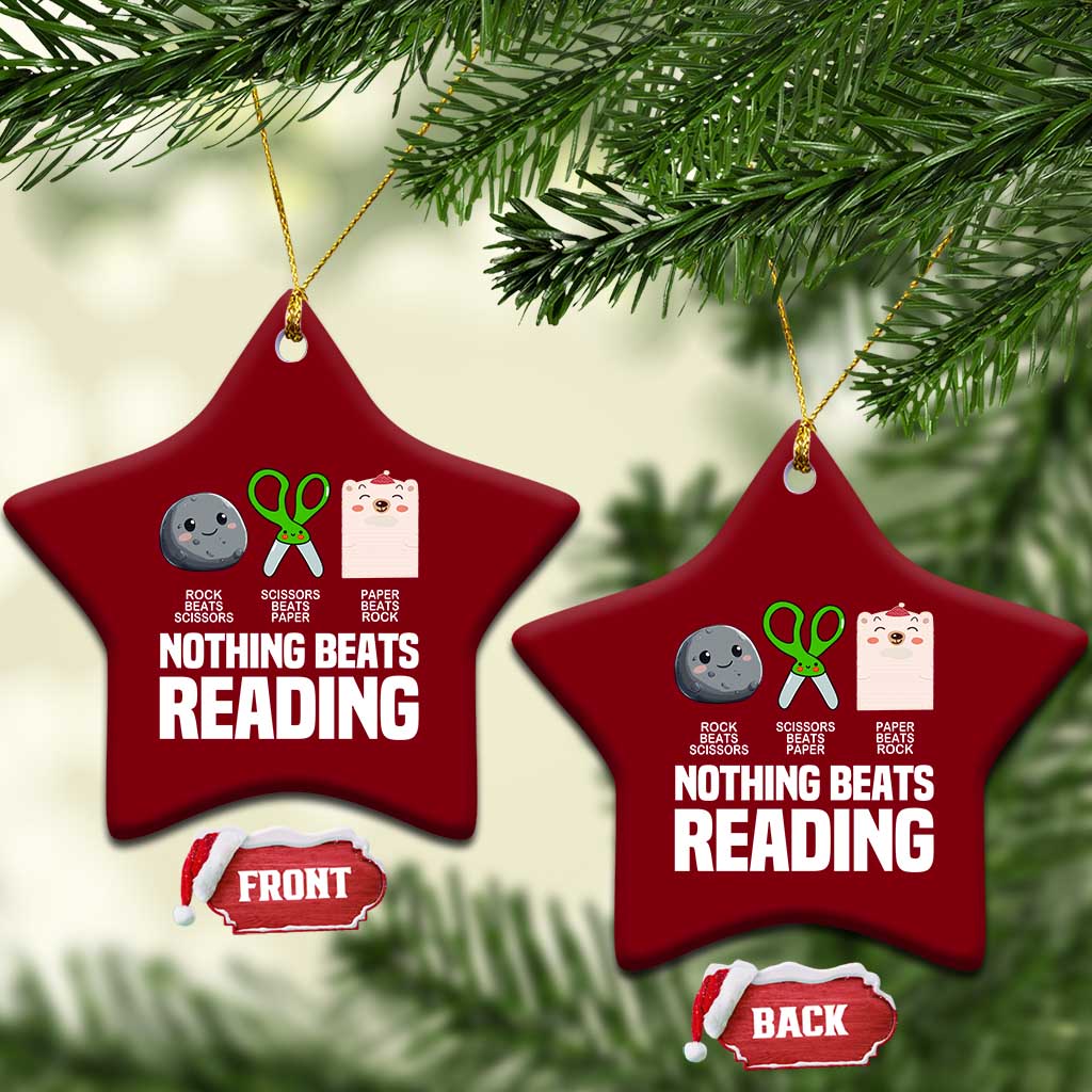 Nothing Beats Reading Ceramic Ornament Rock Paper Scissors Read Book Lovers TS02 Print Your Wear