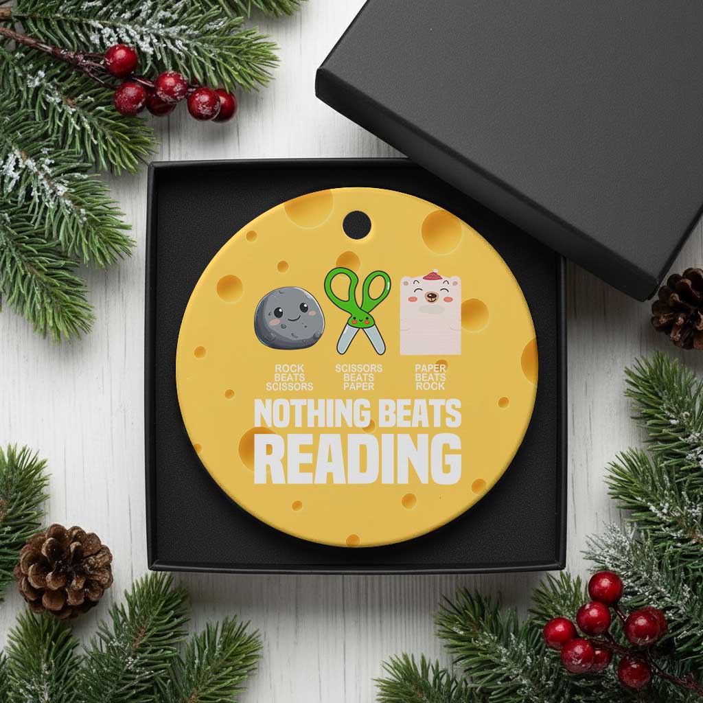 Nothing Beats Reading Ceramic Ornament Rock Paper Scissors Read Book Lovers TS02 1pc Yellow Cheese Print Your Wear