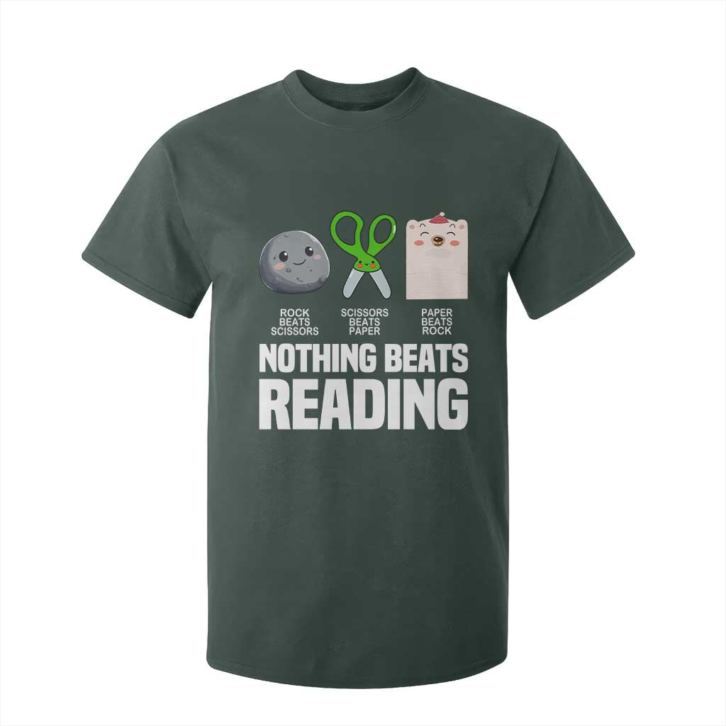 Nothing Beats Reading T Shirt For Kid Rock Paper Scissors Read Book Lovers TS02 Dark Forest Green Print Your Wear