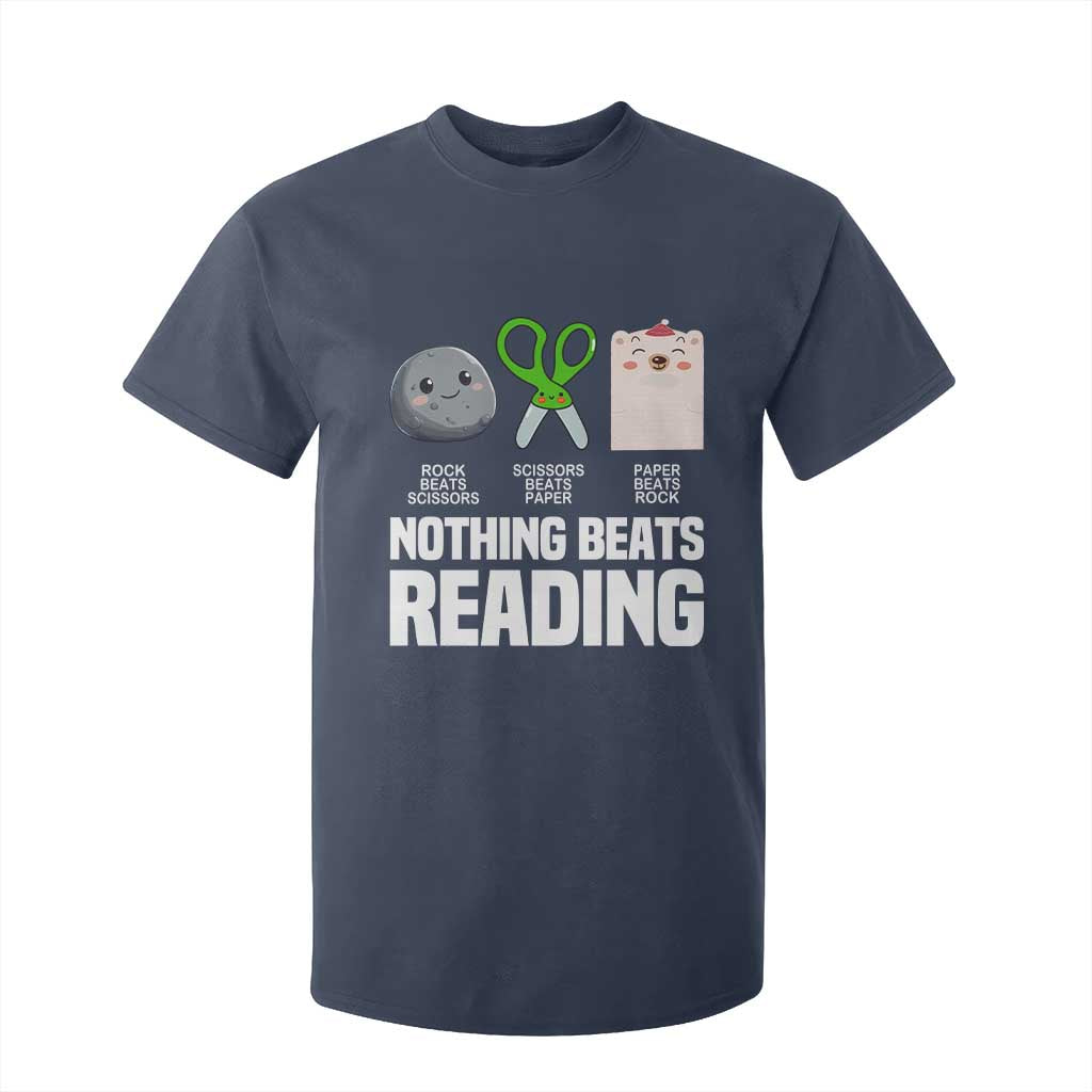 Nothing Beats Reading T Shirt For Kid Rock Paper Scissors Read Book Lovers TS02 Navy Print Your Wear