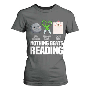 Nothing Beats Reading T Shirt For Women Rock Paper Scissors Read Book Lovers TS02 Dark Heather Print Your Wear