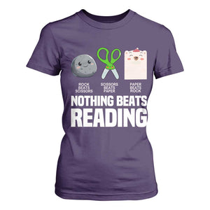 Nothing Beats Reading T Shirt For Women Rock Paper Scissors Read Book Lovers TS02 Purple Print Your Wear