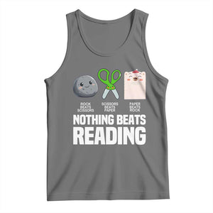 Nothing Beats Reading Tank Top Rock Paper Scissors Read Book Lovers TS02 Black Heather Print Your Wear