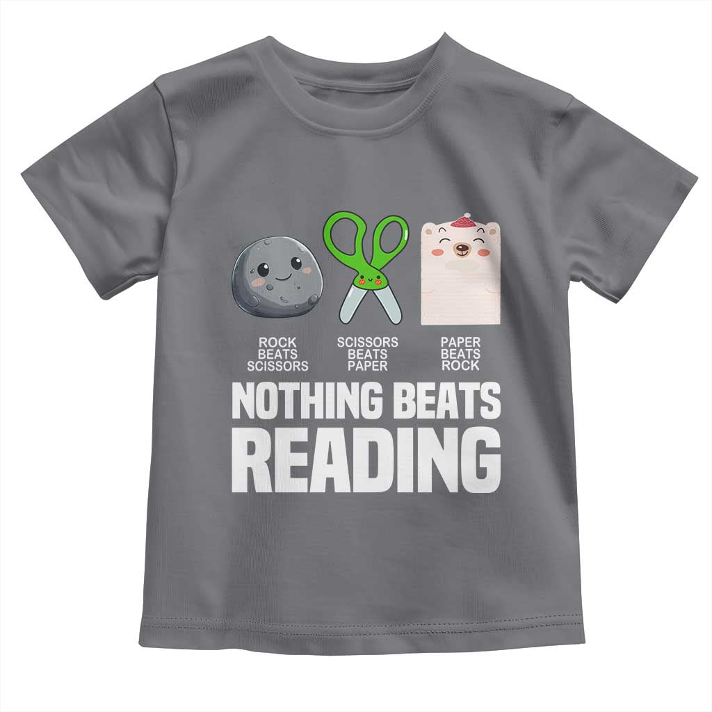 Nothing Beats Reading Toddler T Shirt Rock Paper Scissors Read Book Lovers TS02 Charcoal Print Your Wear
